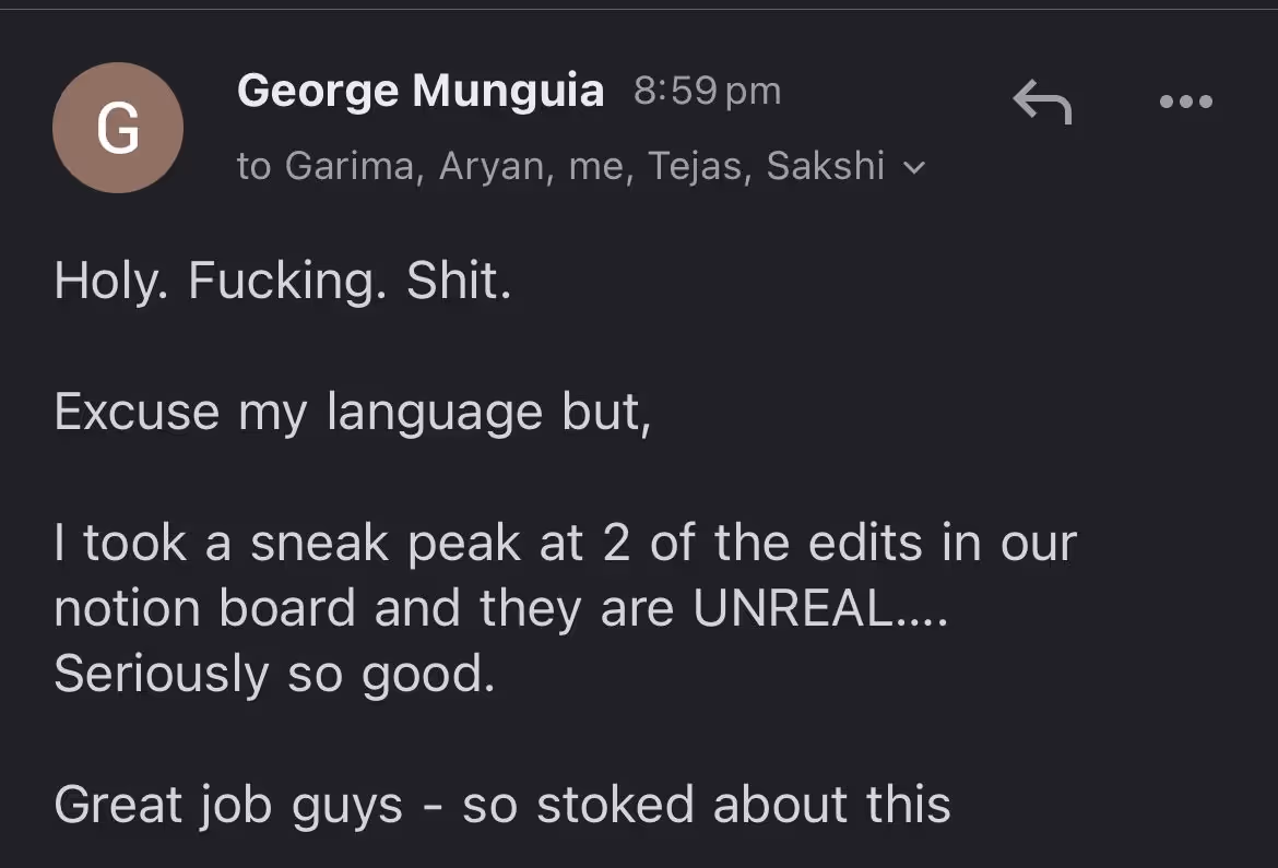 Client testimonial screenshot